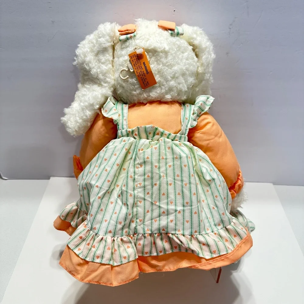 Vintage‎ 1995 Fordlet International Plush Bunny Rabbit Peach Striped Dress 18 in